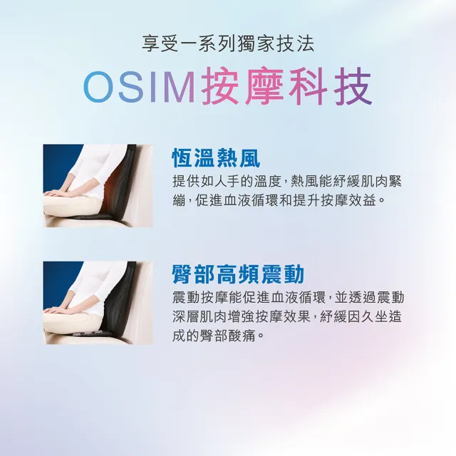 【OSIM】智能背墊 OS-2233(肩頸按摩/背部按摩/按摩墊/指壓/溫熱)