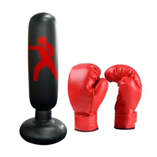 【寶盒百貨】大人PU皮拳擊手套+160CM不倒翁充氣拳擊柱(自由搏擊散打格鬥運動健身打沙袋)