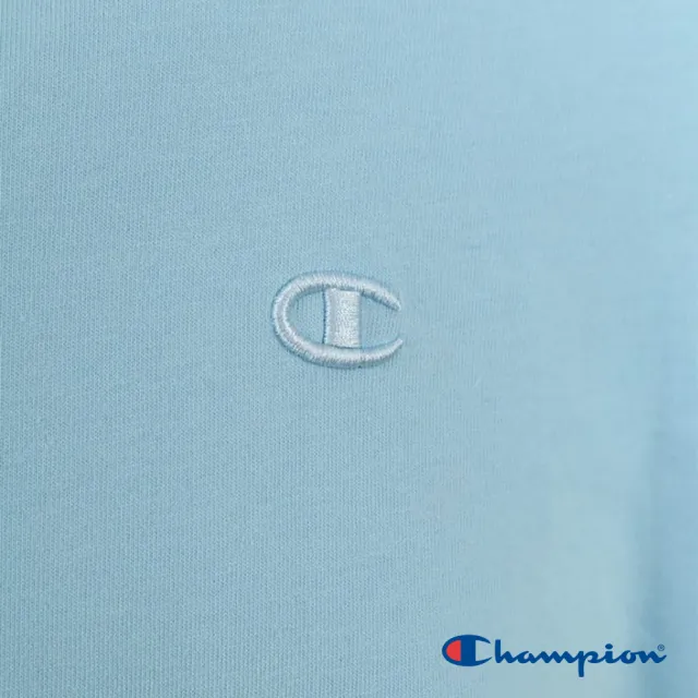 【Champion】官方直營-純棉刺繡LOGO短袖T恤-男(淺藍色)