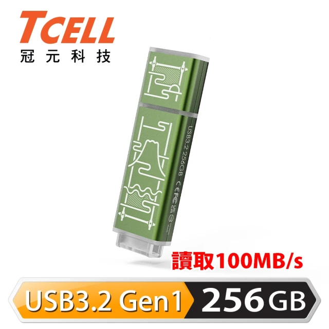 TCELL 冠元 x 老屋顏 獨家聯名款 USB3.2 Gen1 256GB 台灣經典鐵窗花隨身碟｜山光水色綠