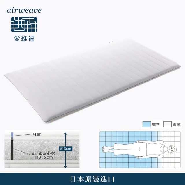 【airweave 愛維福】單人 - 6公分創新薄墊(可水洗超透氣 分散體壓 日本原裝 線上逛百貨)