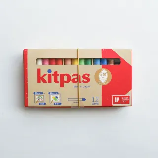 【Kitpas】日本製環保無毒水彩米蠟筆-12支組(水彩蠟筆、浴室蠟筆、兒童蠟筆)