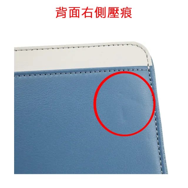 【agnes b.】燙金logo雙色皮革拉鍊長夾(藍/展示品)