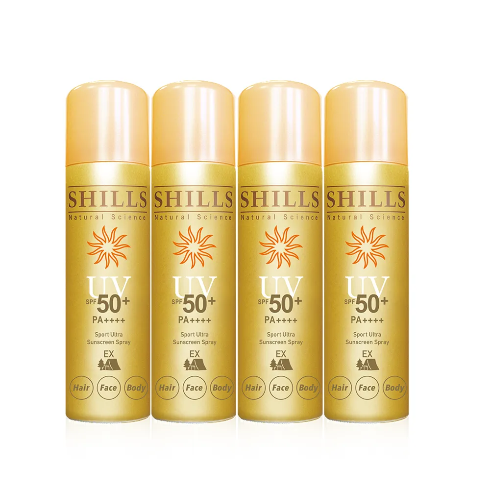 【SHILLS 舒兒絲】很耐曬超清爽亮白防曬冰鎮噴霧SPF50+PA++++日本金4入(防曬噴霧/極限戶外)