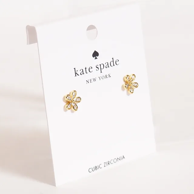 【KATE SPADE】梔子花水鑽耳環(金色)