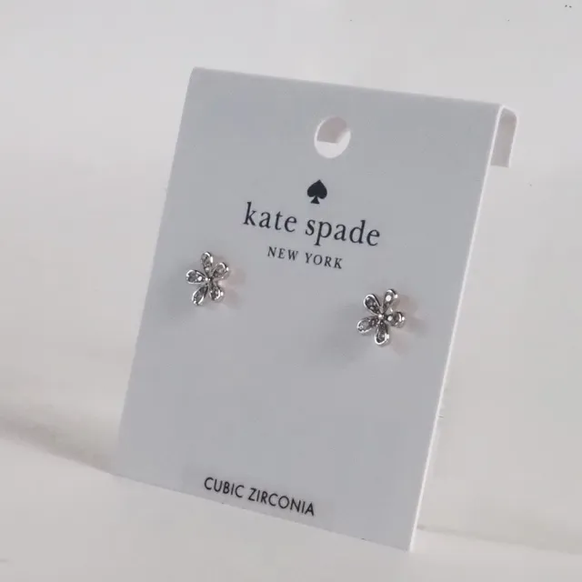 【KATE SPADE】梔子花水鑽耳環(銀色)