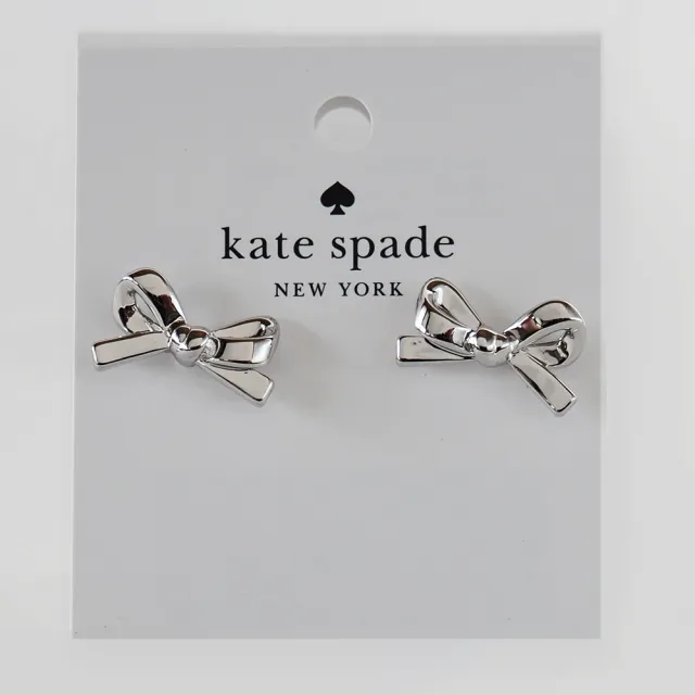【KATE SPADE】可愛蝴蝶結耳環(銀色)