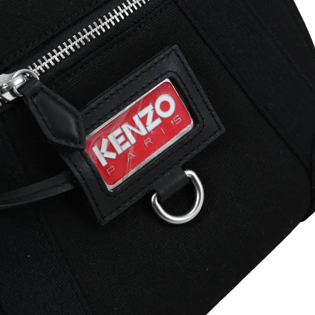 【KENZO】經典品牌LOGO帆布寬背帶手提包斜背包托特包兩用包(黑)
