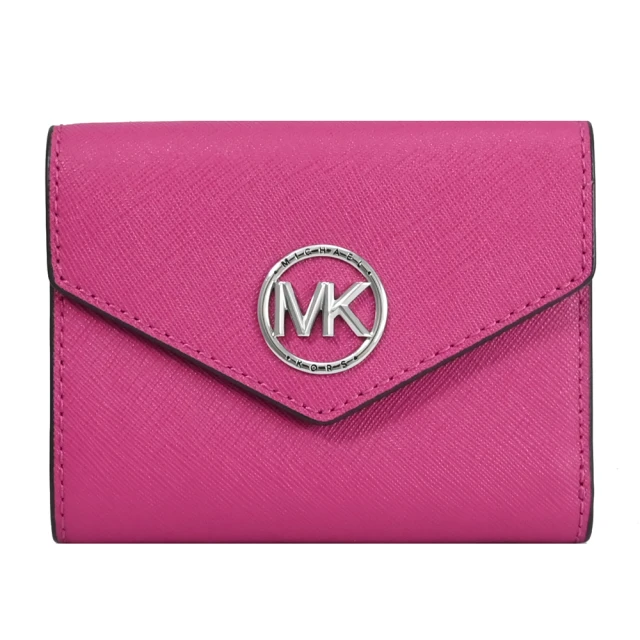 Michael KorsMichael Kors 簡約經典圓標LOGO信封造型三折扣式零錢短夾(桃紫)