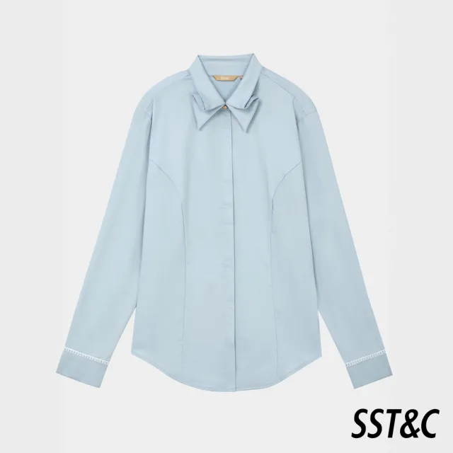 【SST&C 換季７５折】水霧藍雙層領修身襯衫7562404004