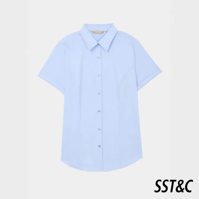 【SST&C 換季７５折】淺藍短袖修身襯衫7562404002