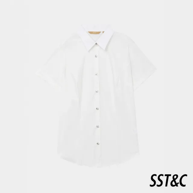 【SST&C 換季７５折】白色短袖修身襯衫7562404001