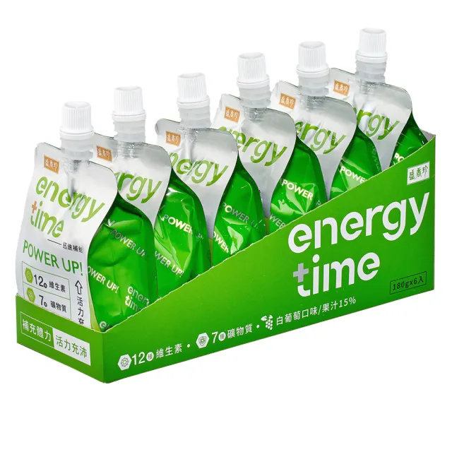 【盛香珍】Energy Time機能飲/零卡蒟蒻/低卡-180gX6包入(口味任選)