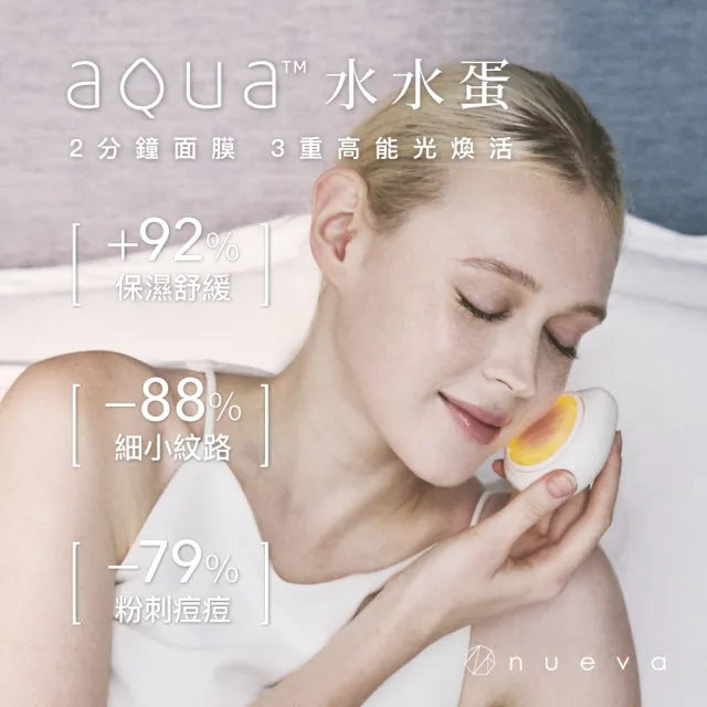 【NUEVA】AQUA™ 水水蛋 玫瑰晶礦光面膜機(光美容 美容儀 LED 面膜儀 紅光儀 導入儀 淨痘 舒緩 亮膚 緊緻)