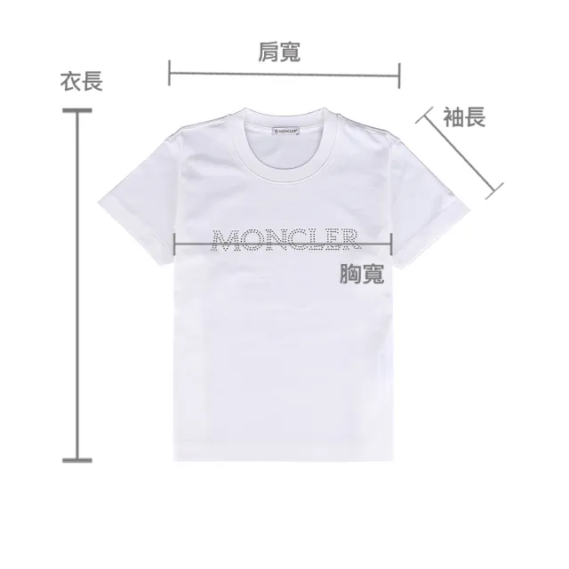 【MONCLER】MONCLER 鑲鑽LOGO純棉短袖T恤(女款/白)