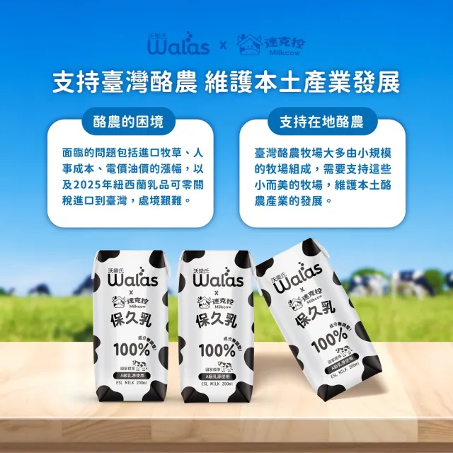 【沃樂氏x迷克控】100%生乳保久乳200mlx24瓶(國家標準Ａ級乳源)