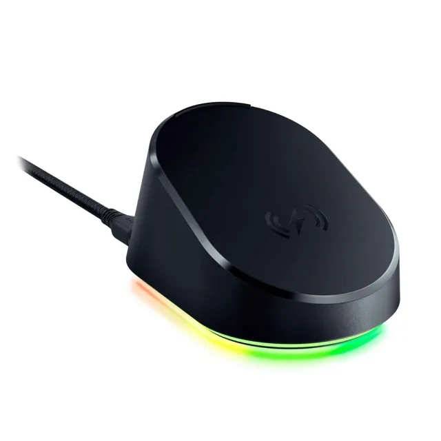 【Razer 雷蛇】無線充電座超值組★Cobra Pro 眼鏡蛇 Pro 輕量化三模無線滑鼠-白色+Mouse Dock Pro