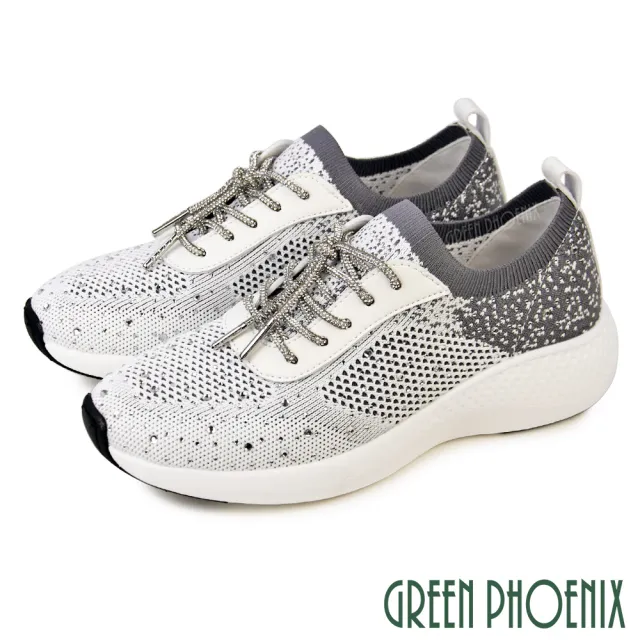【GREEN PHOENIX 波兒德】女鞋 運動鞋 懶人鞋 健走鞋 休閒鞋 輕量 厚底 彈力 透氣 襪套式(白色、黑色)