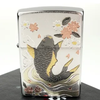 【Zippo】日系~傳統藝術-鯉魚圖案電鑄板貼片加工打火機