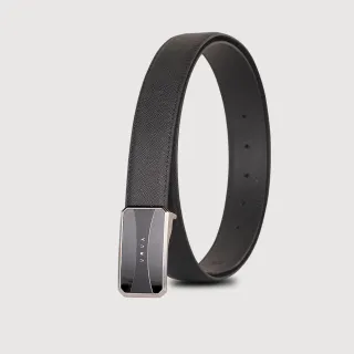 【VOVA 沃汎】商務型男鏡面造型釘扣式皮帶-銀色(VA018-005-SNK) 送禮推薦