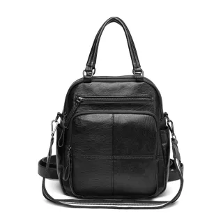 【DF Queenin】雙11 潮流時尚百搭軟面兩用後背包-共2色