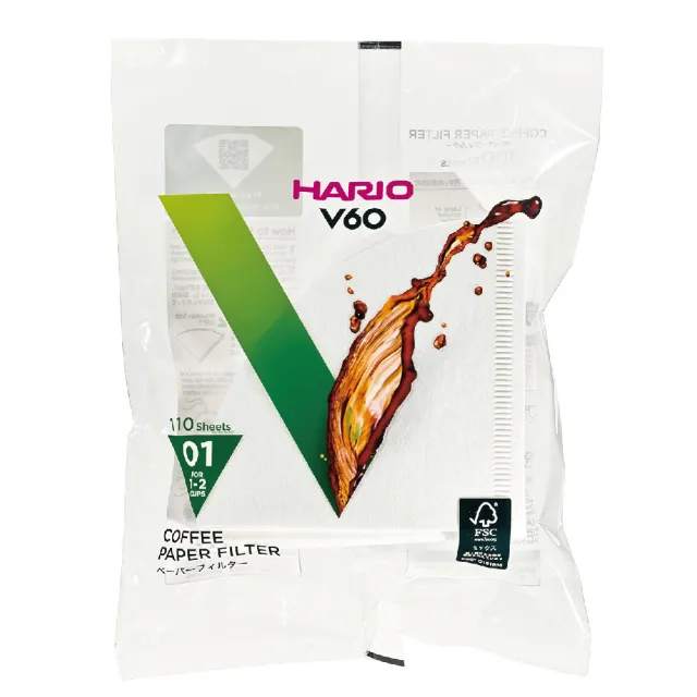 【HARIO】V60原色/白色01濾紙110張 1-2人(VCF-01-110M/VCF-01-110W)