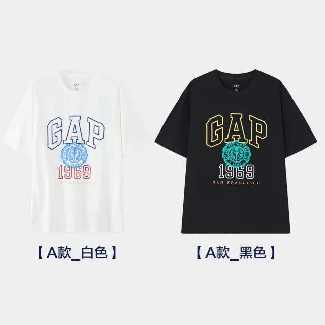 【GAP】男女裝 Logo印花純棉圓領短袖T恤-多款任選(465583&465443&465261)