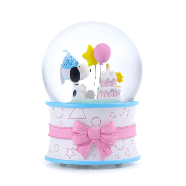 【JARLL 讚爾藝術】Snoopy史努比生日水晶球音樂盒 彩款(生日禮物  情人禮物)