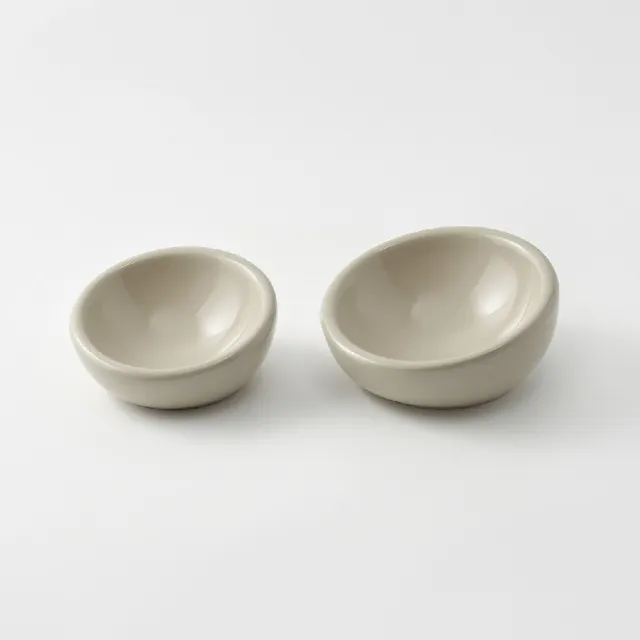 【MUJI 無印良品】網購限定/器寵物碗木架組/大/灰米