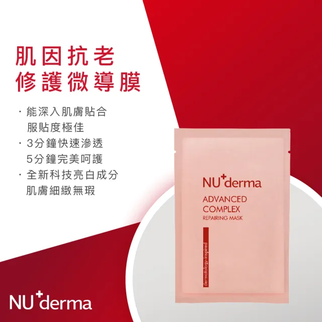 【NU+derma 新德曼】肌因抗老修護微導膜25mL/10入+明眸撫紋水嫩眼膜10mL/10入(彈潤面膜/撫紋眼膜)