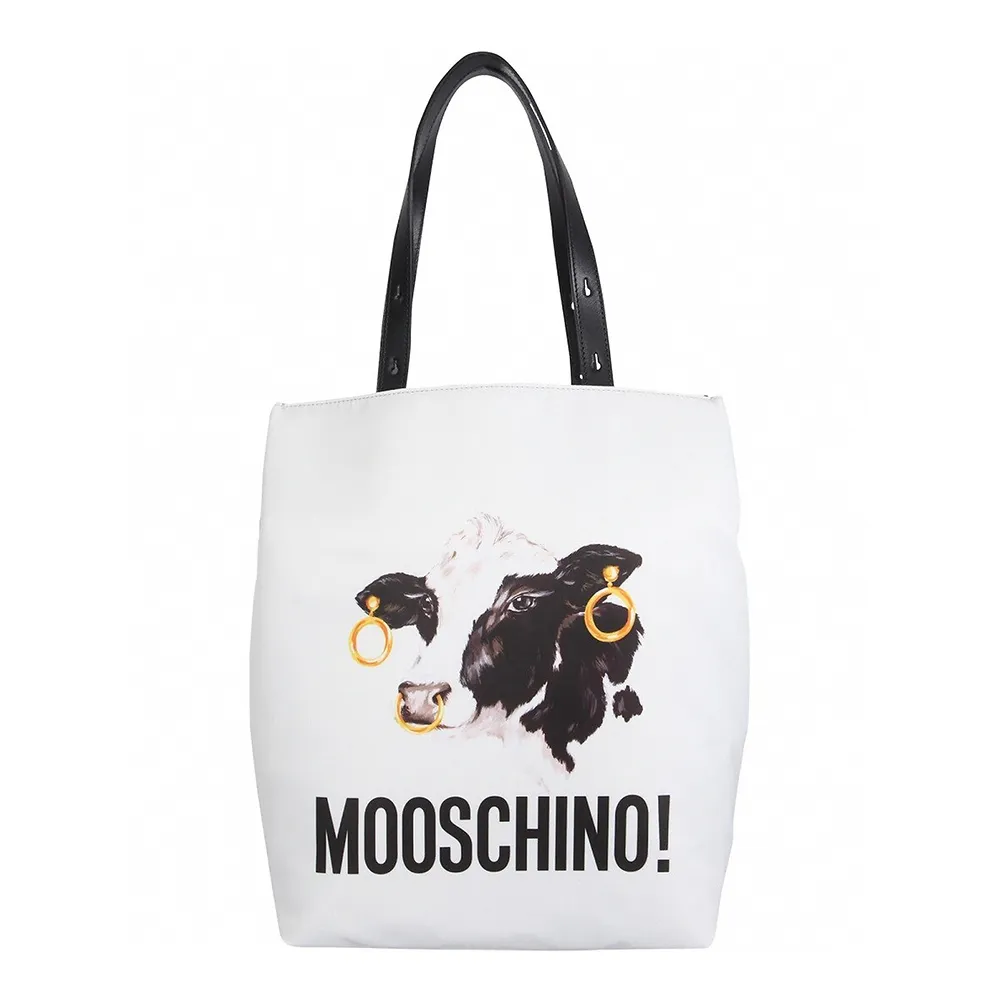 【MOSCHINO】莫斯奇諾 乳牛托特包 白色(2A759782231001)