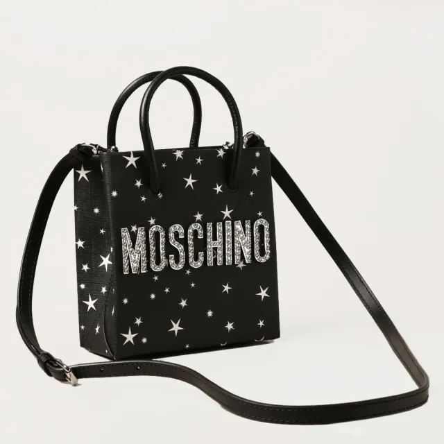 【MOSCHINO】UFO太空熊迷你可斜背托特包 黑色(2T757682101555U812)