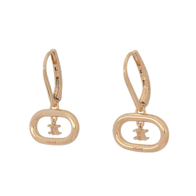 【Dior 迪奧】TRIOMPHE MOBILE 橢圓標誌針式耳環(金色)