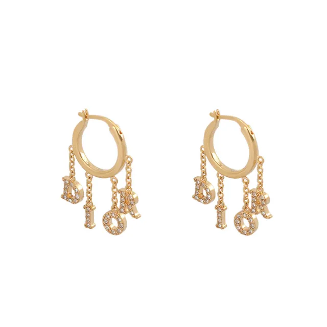 【Dior 迪奧】Revolution 系列垂墜標誌針式耳環(金色)