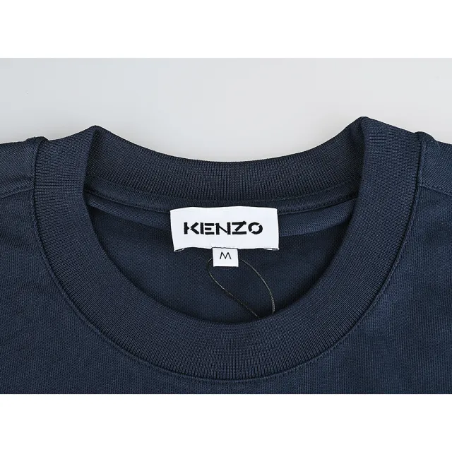 【KENZO】KENZO老虎頭刺繡LOGO純棉寬鬆短T(男款/藍黑)