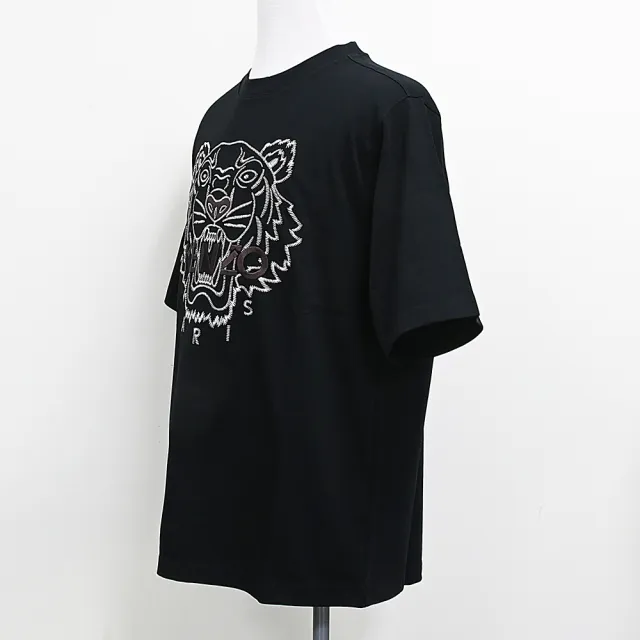 【KENZO】KENZO老虎頭刺繡LOGO純棉寬鬆短T(男款/藍黑)