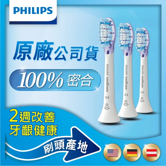 【Philips 飛利浦】Sonicare DC Smart智能護齦刷頭三入組-白HX9053/67