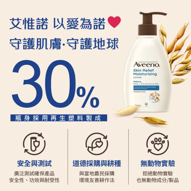 【Aveeno 艾惟諾】長效鎖水修護組(保濕乳354ml+護手霜50g)