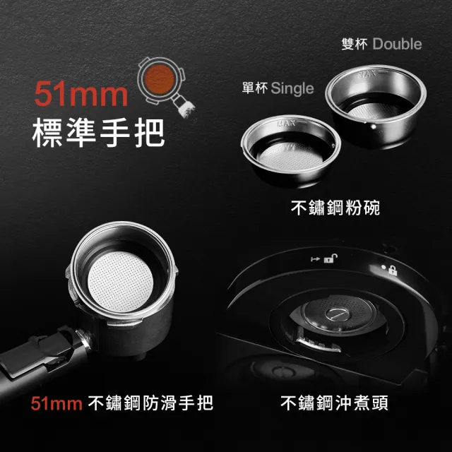 【HERAN 禾聯】LED微電腦觸控義式咖啡機(HCM-15XBE10)+Nespresso膠囊咖啡專用手柄