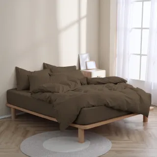 【AnD HOUSE 安庭家居】經典素色-奶茶色系-四件式特大床包加大被套組(多色任選/柔軟舒適/舒柔棉)