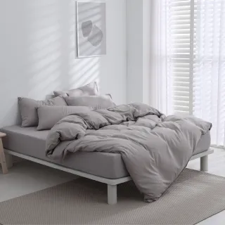 【AnD HOUSE 安庭家居】經典素色-太空灰色系-四件式單人床包單人被套組(多色任選/柔軟舒適/舒柔棉)
