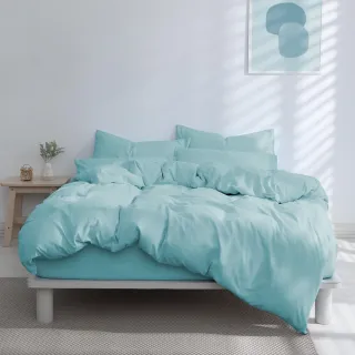 【AnD HOUSE 安庭家居】經典素色-森林綠色系-四件式雙人床包雙人被套組(多色任選/柔軟舒適/舒柔棉)