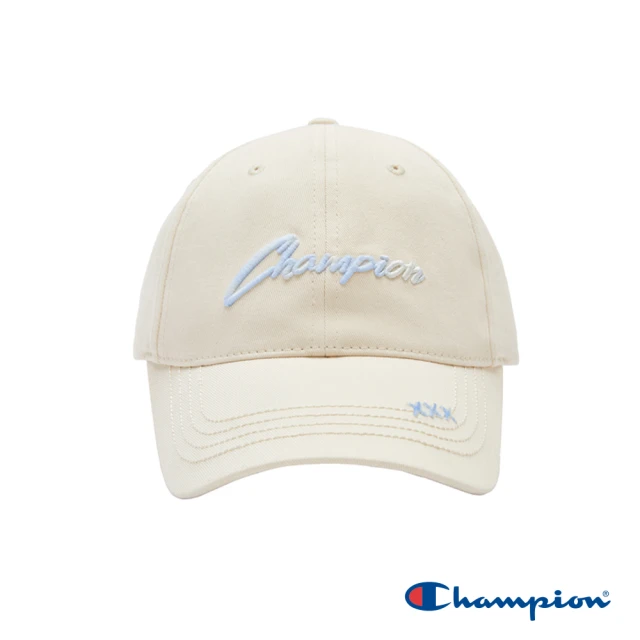 Champion 官方直營-刺繡草寫LOGO棒球帽(淺米色)