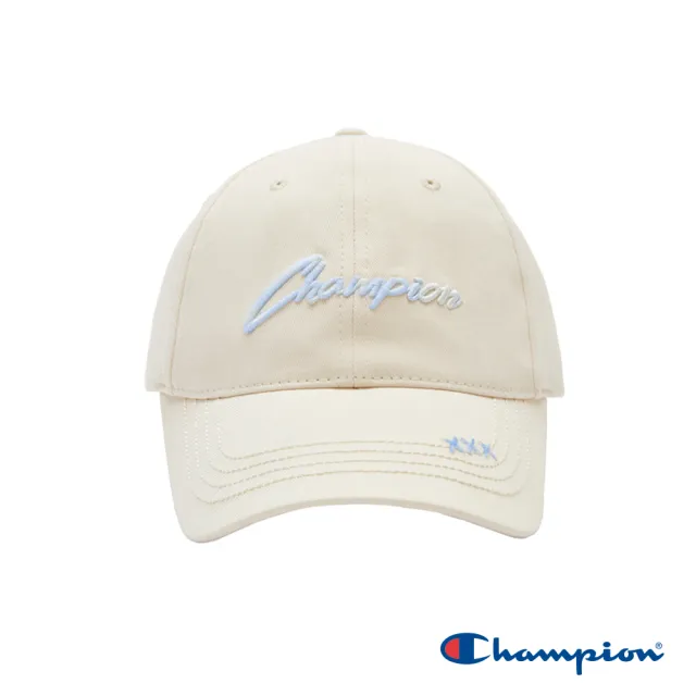 【Champion】官方直營-光變刺繡草寫LOGO棒球帽(淺米色)