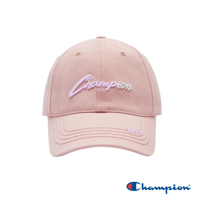Champion 官方直營-光變刺繡草寫LOGO棒球帽(淺粉紅色)