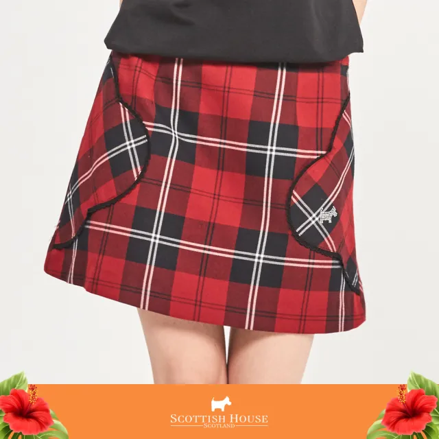 【SCOTTISH HOUSE】紅黑格 格紋滾邊 蕾絲A字短裙 CGT12128