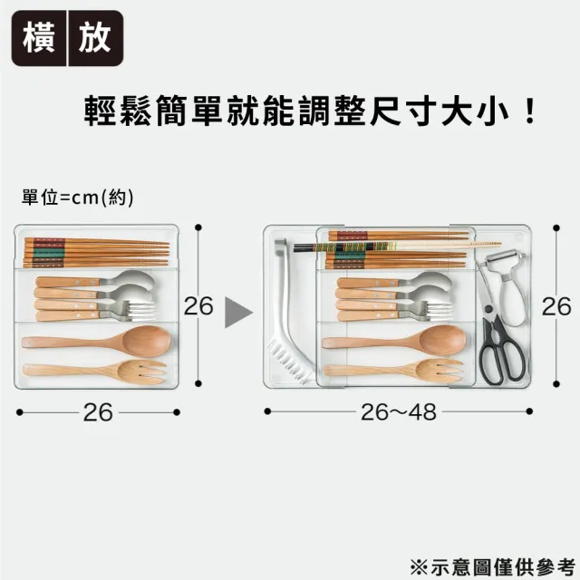 【NITORI 宜得利家居】伸縮餐具整理盒 雙向 CL N BRANC(餐具整理盒 整理盒 N BRANC)