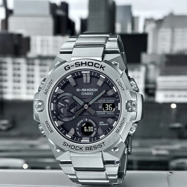 CASIO 卡西歐 G-SHOCK 太陽能錶 碳纖維核心防護 藍牙錶 手錶 指針錶(GST-B400D-1A)