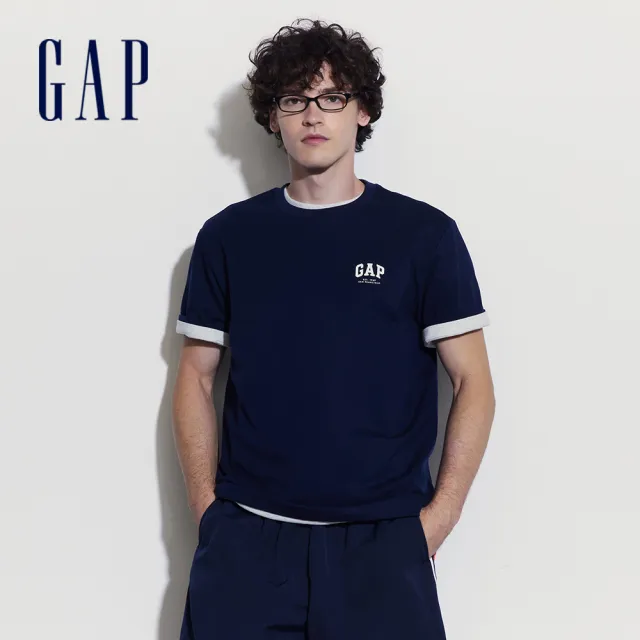 【GAP】男裝 Logo純棉圓領短袖T恤-海軍藍(502307)