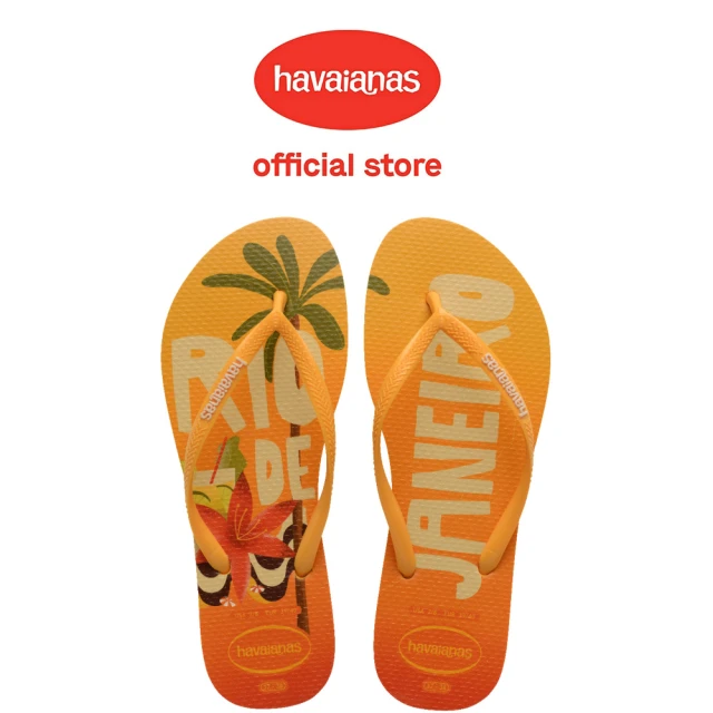 havaianas 哈瓦仕 拖鞋 女鞋 夾腳拖 夏日 印花 Slim Postcard 黃 4148968-1740W(哈瓦士)